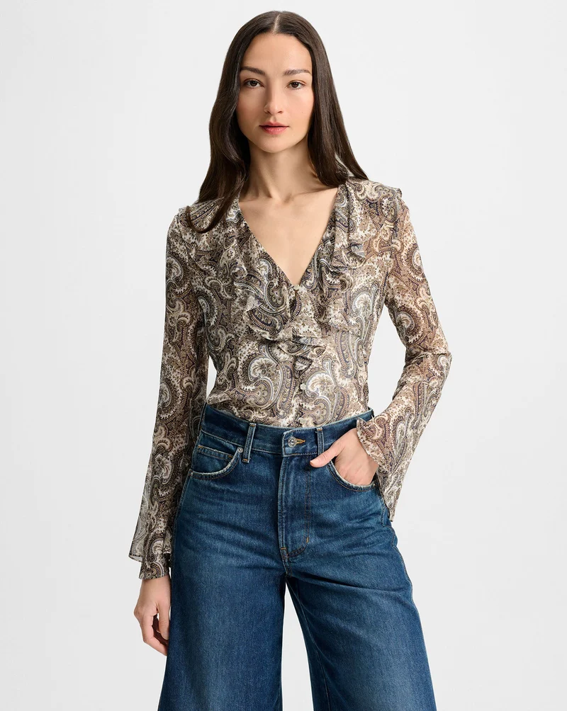Kyrie Silk Blouse Dove Multi