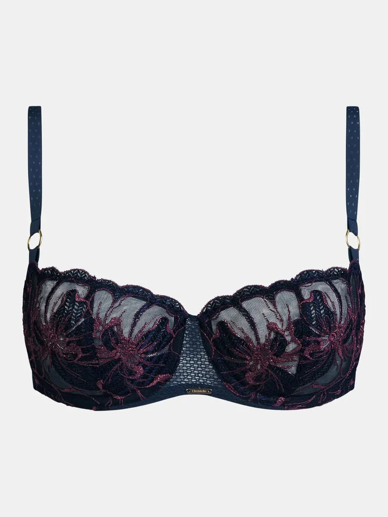 Chantelle – Fleurs Signature Balconette-BH mit Halbschalen, Sailing Blue Lurex