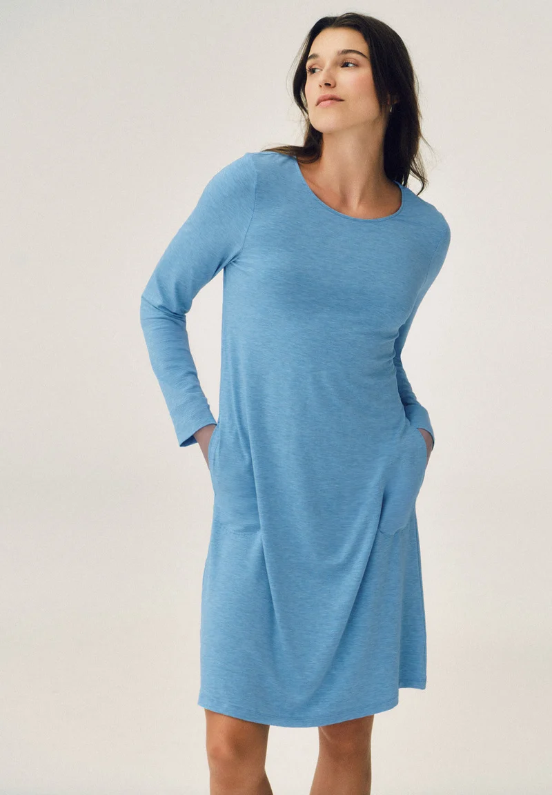 Natural Elegance L/SLV Nightdress 100cm | bluebird melange 074831-073160