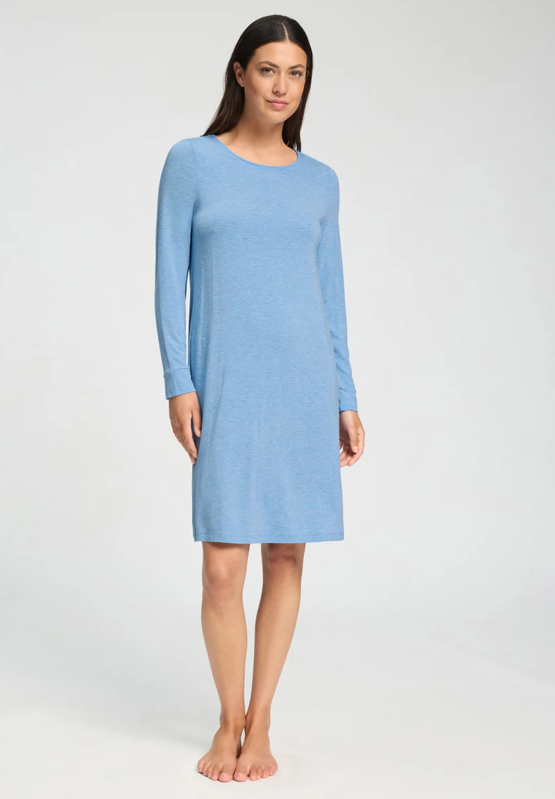 Natural Elegance L/SLV Nightdress 100cm | bluebird melange 074831-073160