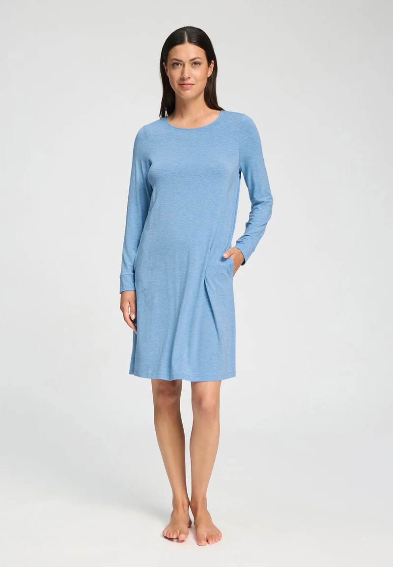 Natural Elegance L/SLV Nightdress 100cm | bluebird melange 074831-073160