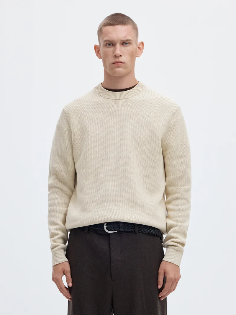 SLMDANE LS KNIT REG STRUC CREW NECK NOOS