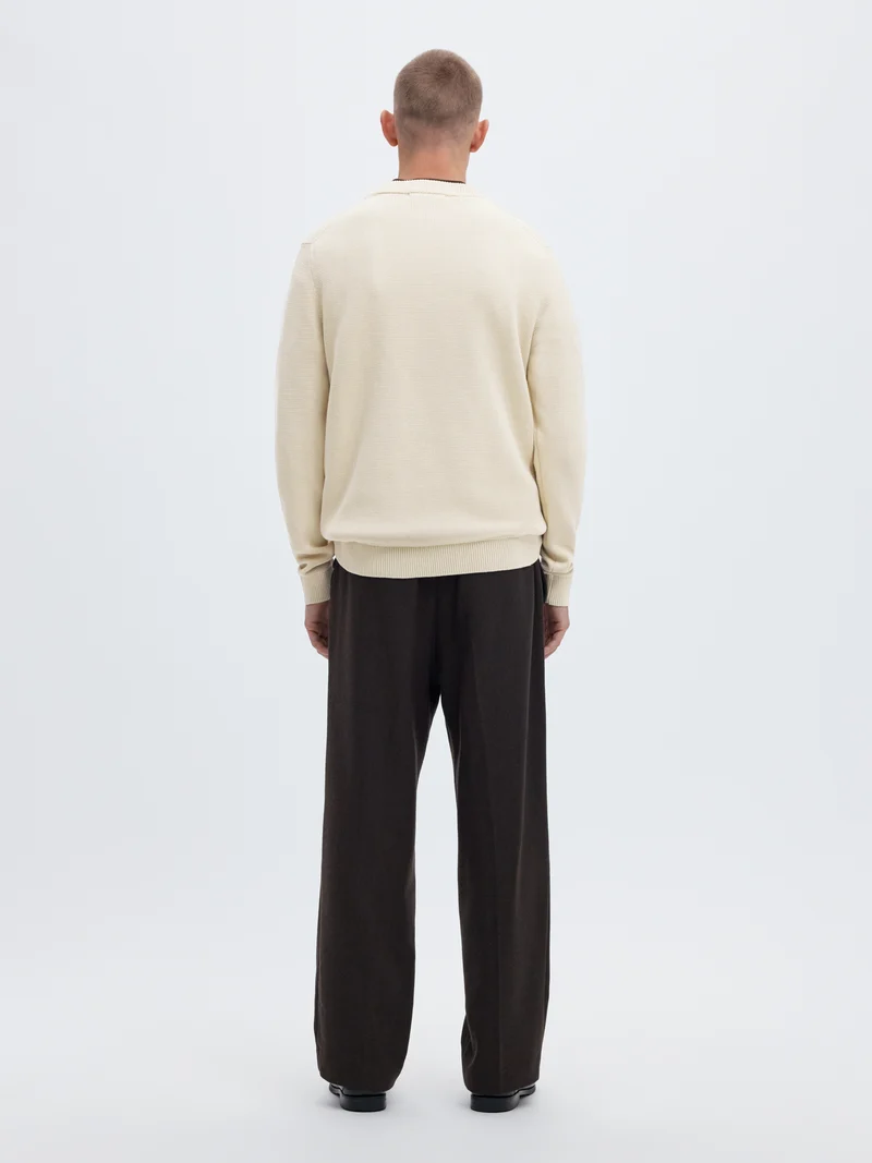 SLMDANE LS KNIT REG STRUC CREW NECK NOOS
