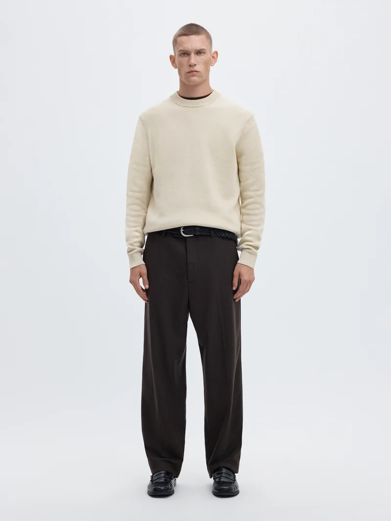 SLMDANE LS KNIT REG STRUC CREW NECK NOOS