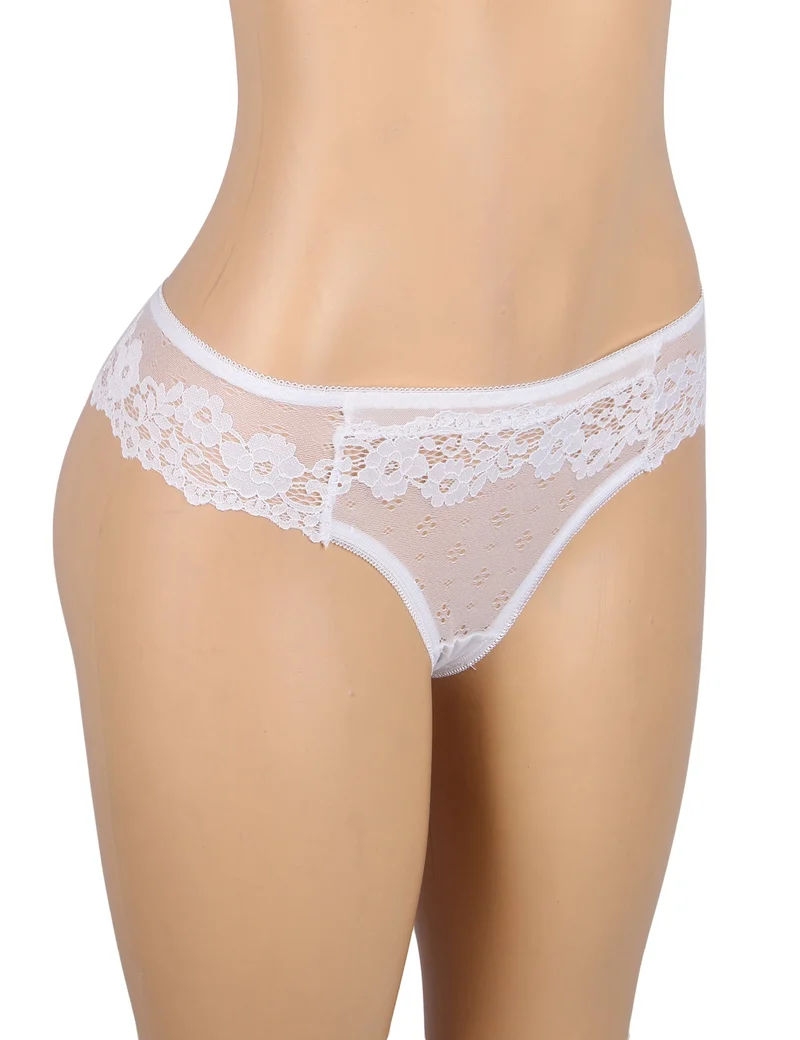Weißer Slip aus floraler Spitze mit Baumwollfutter
