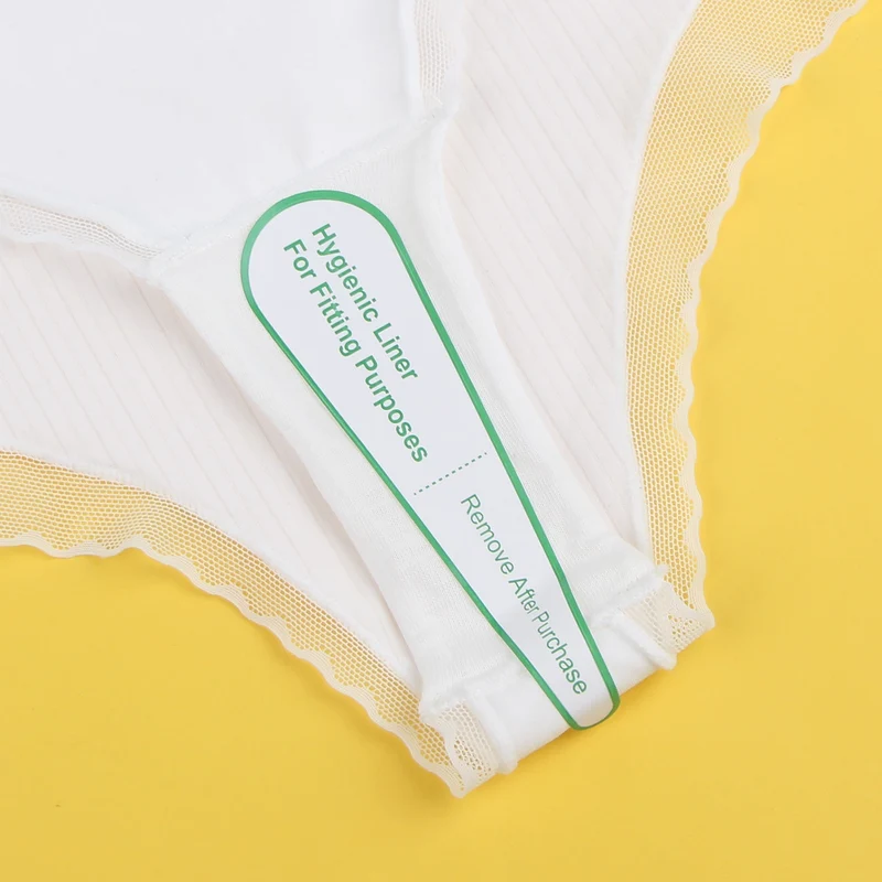 Weiß gestreifter Slip mit Mesh-Vorderseite und 3D-Schleife