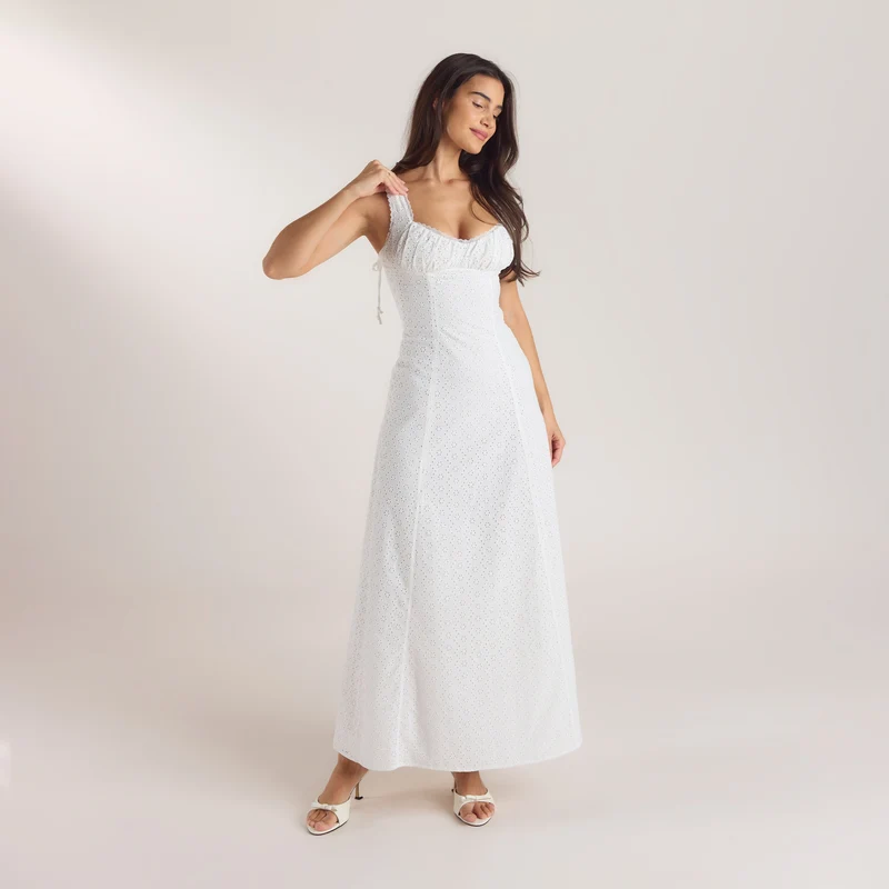 Corset Back Maxi Dress - White