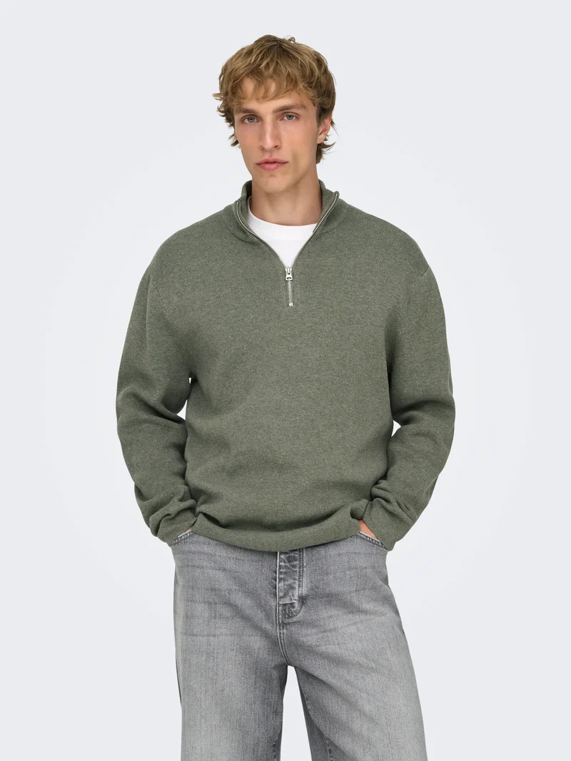 ONSTING REG HALF ZIP KNIT NOOS