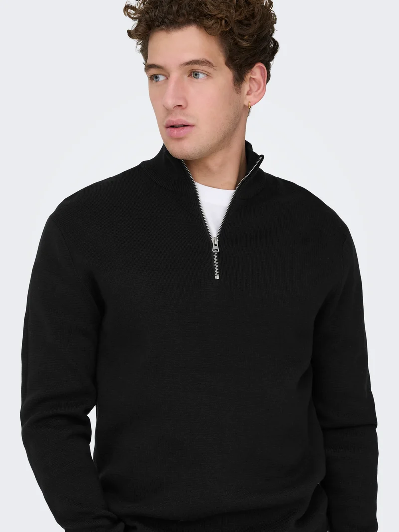 ONSTING REG HALF ZIP KNIT NOOS