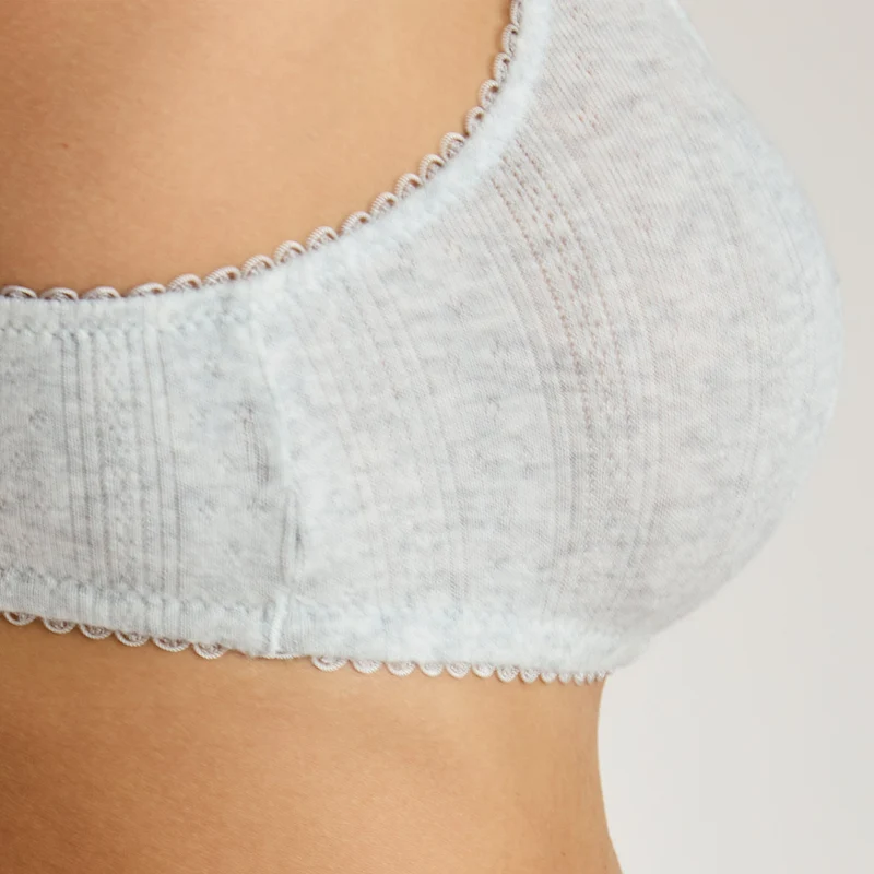 Pointelle Bralette - Grey Marl