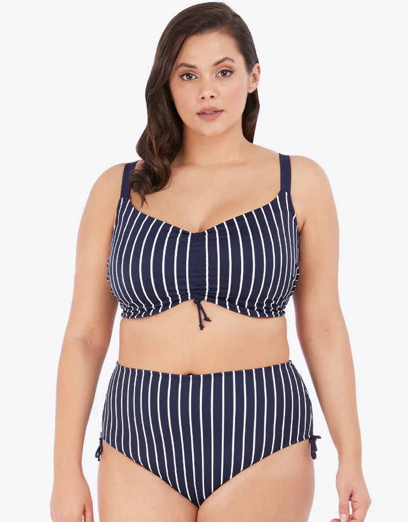 Elomi Plain Sailing Crop Bikini Top Midnight Stripe