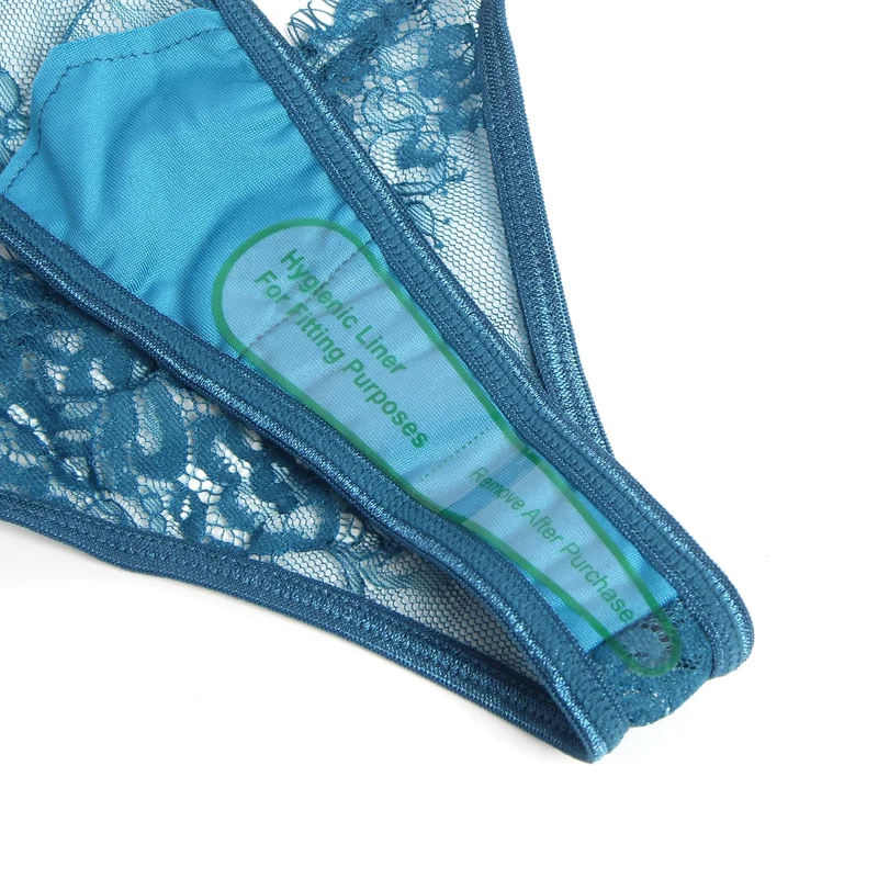 BH-Set mit blauer Wimpernspitze – mit Bügel und elastischem Unterbrustband