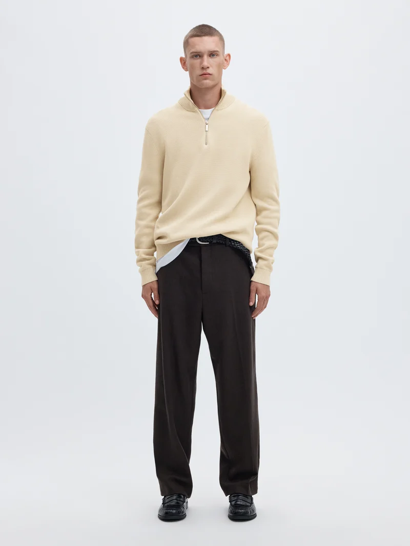 SLMDANE LS KNIT REG STRUC HALF ZIP NOOS