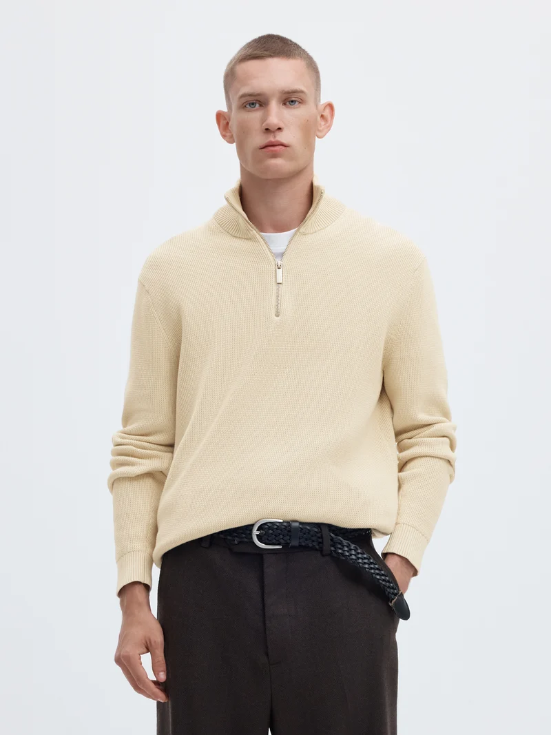 SLMDANE LS KNIT REG STRUC HALF ZIP NOOS