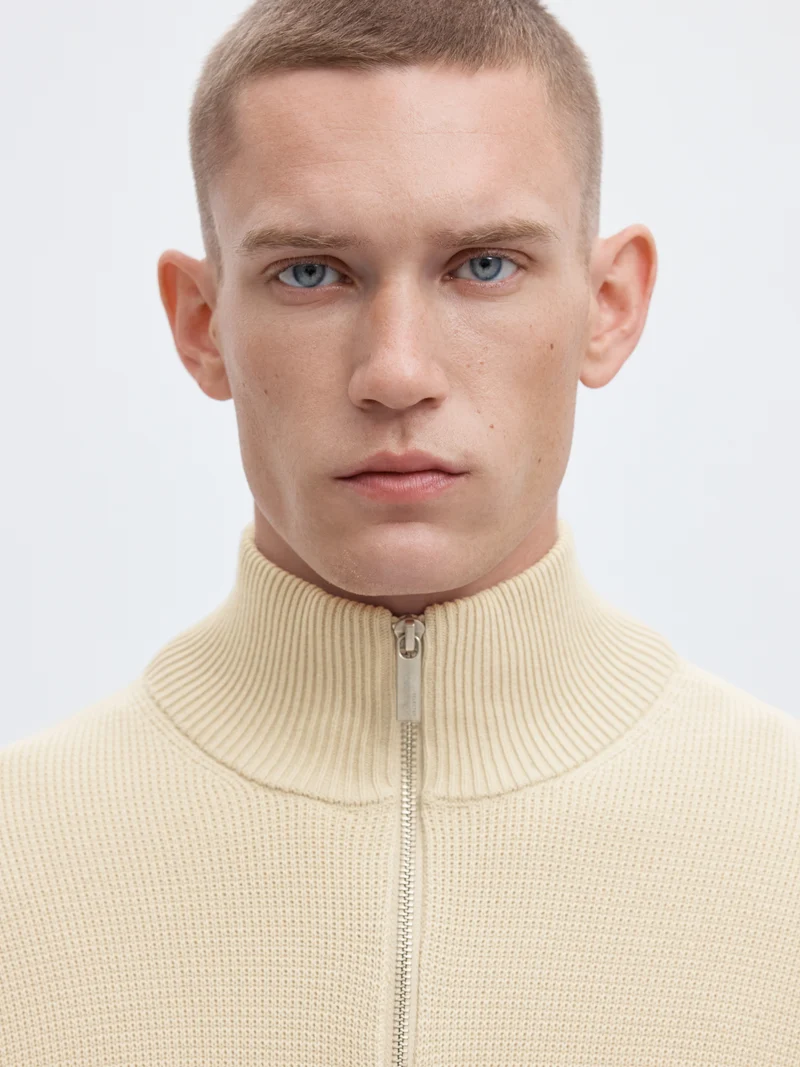 SLMDANE LS KNIT REG STRUC HALF ZIP NOOS