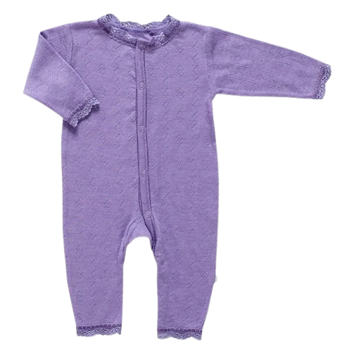 Joha Jumpsuit aus Wolle und Seide mit Spitze – Lila