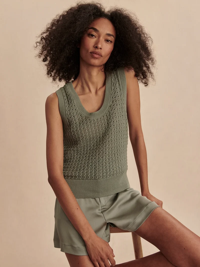 Ferns Open Knit Tank Shadow