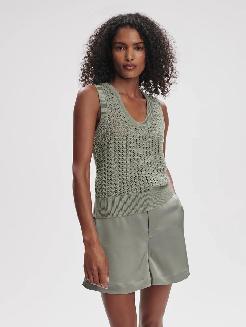 Ferns Open Knit Tank Shadow