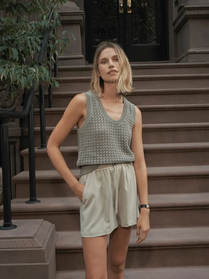 Ferns Open Knit Tank Shadow