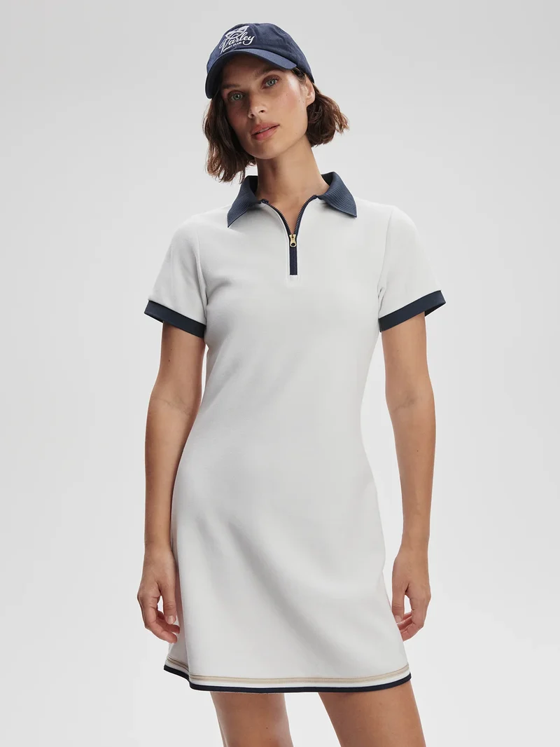 Valentina Court Dress White/ Blue