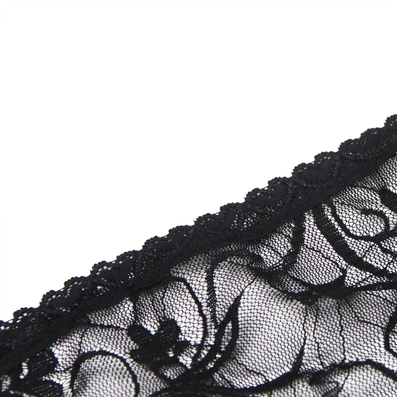 Schwarzes Babydoll aus Spitze mit Bügeln, herzförmigem Spitzen-Seitenschlitz und verstellbarem Rückenverschluss