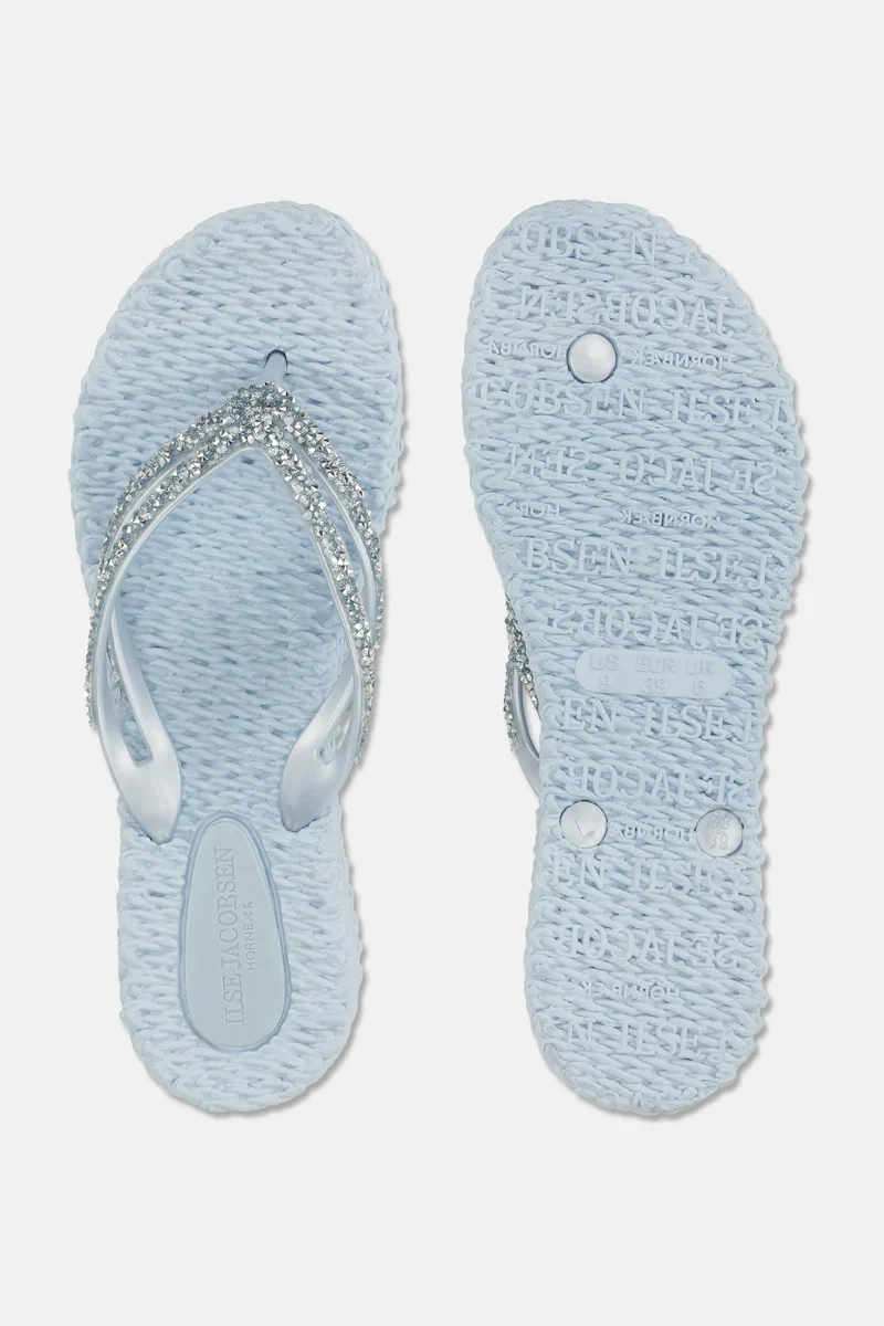 Platform Flip Flops with Rhinestones Blue