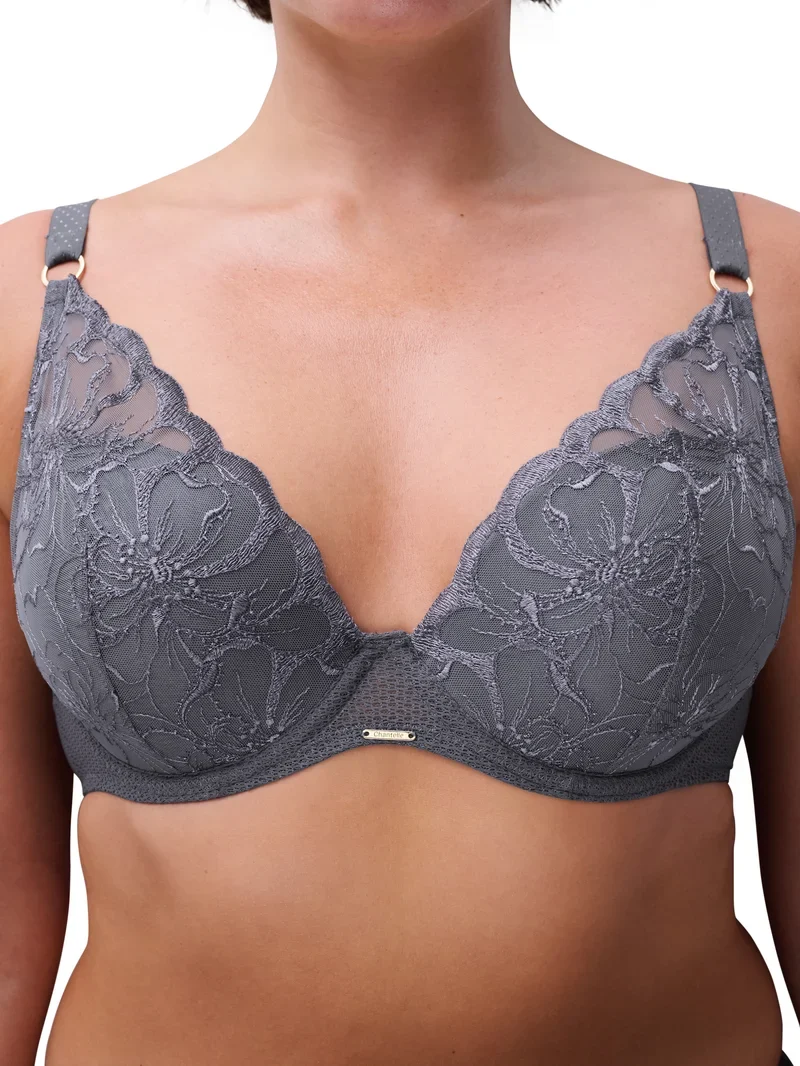 Chantelle - Fleurs Plunge T-Shirt-BH, eleganter Grau