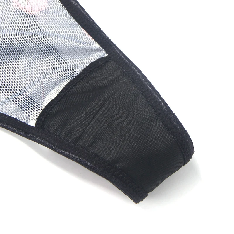 Langes Nachthemd aus floral bedrucktem Mesh und Spitze mit gefüttertem Oberteil, hohem Schlitz vorne, offenem Rücken und T-Rücken-Set