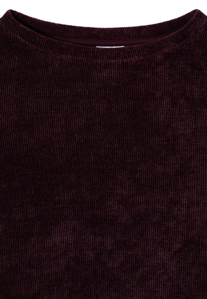 3/4-Arm Shirt aus Cord mit Boat Neck