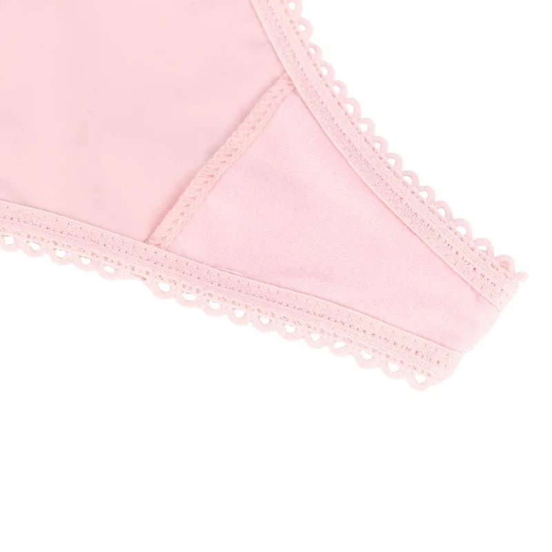 Rosa Spitzen-Mesh-Höschen mit Schleife vorne, gekreuzten Bändern hinten und Baumwollzwickelfutter