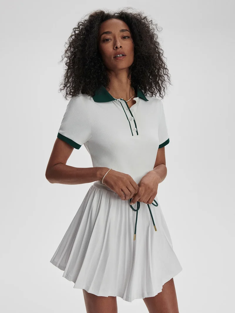 Paloma Court Dress White/ Forest