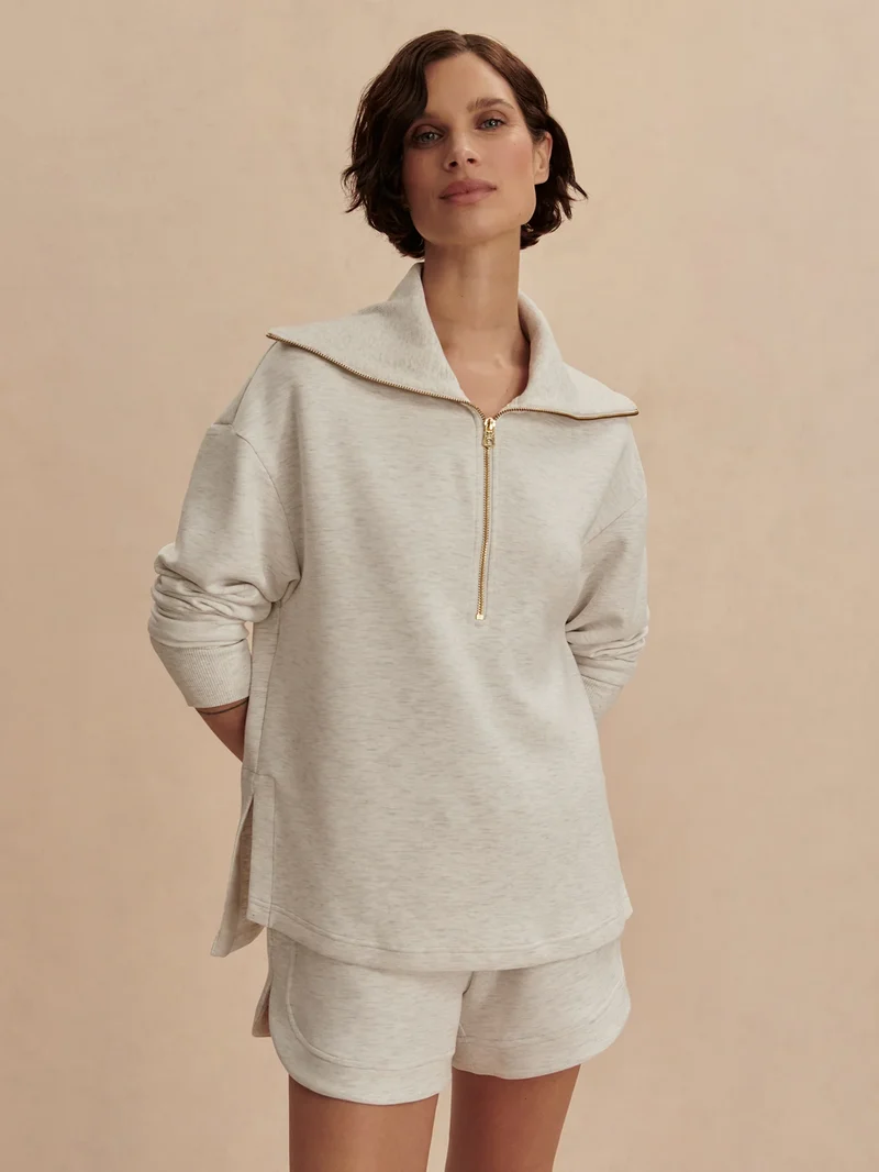 Larson Half Zip Ivory Marl