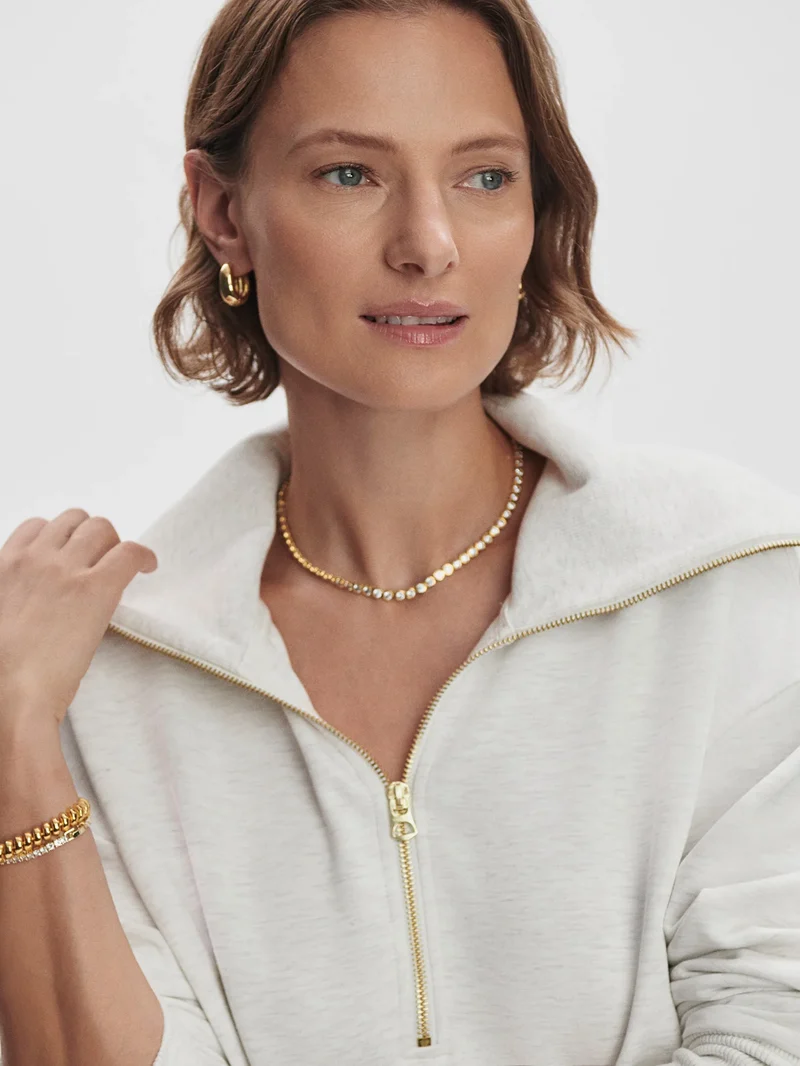 Larson Half Zip Ivory Marl