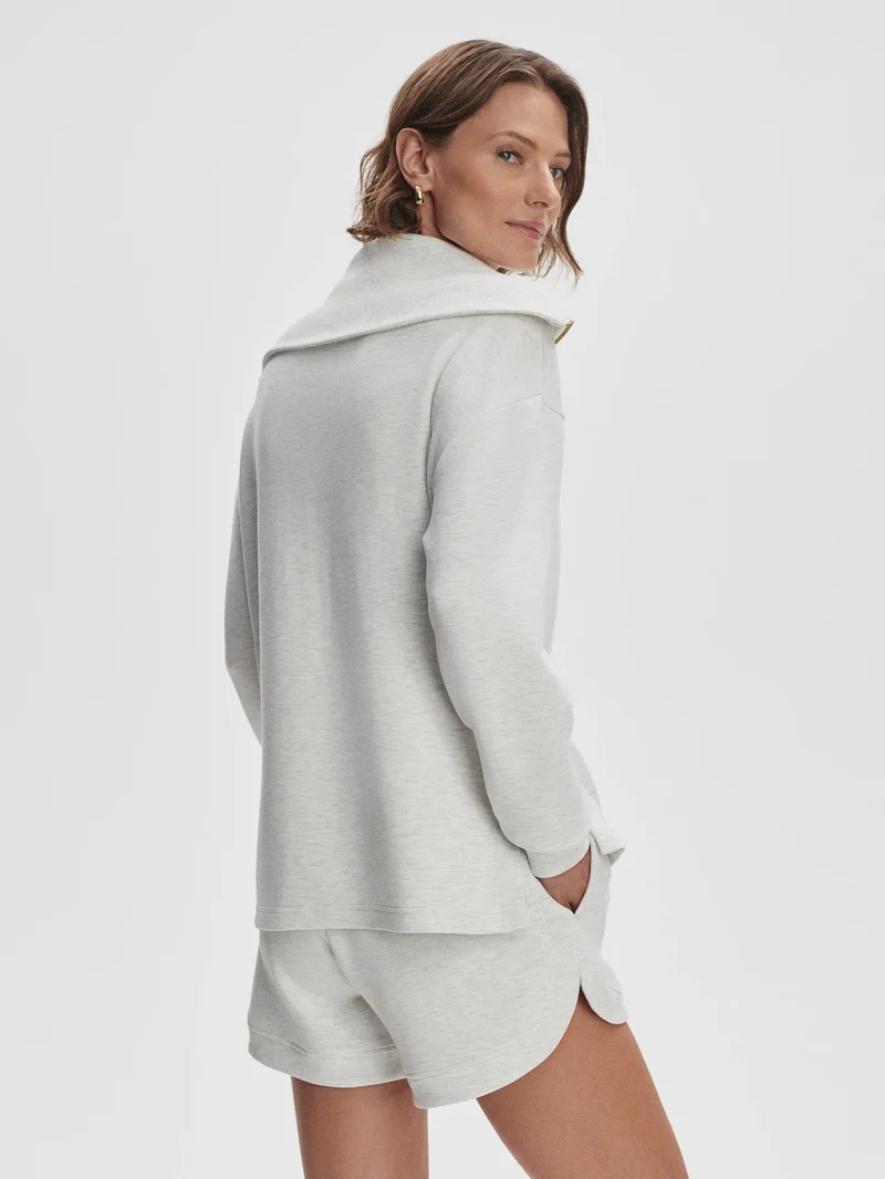 Larson Half Zip Ivory Marl