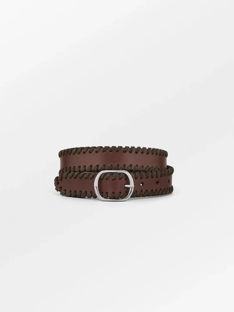 Glossy Rhea Braided Belt Mocha Brown