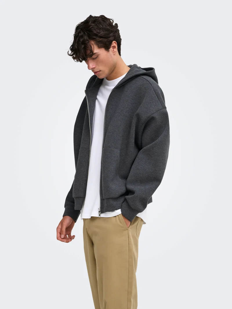 ONSGOYLE BOXY LS SCUBA ZIP HOODIE NOOS