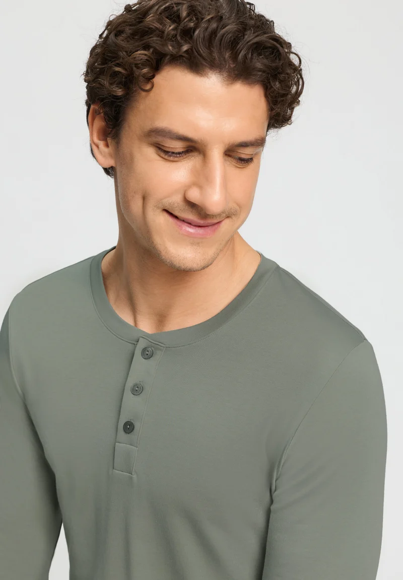 Cozy Comfort L/SLV Henley Shirt | shadow 075783-072827