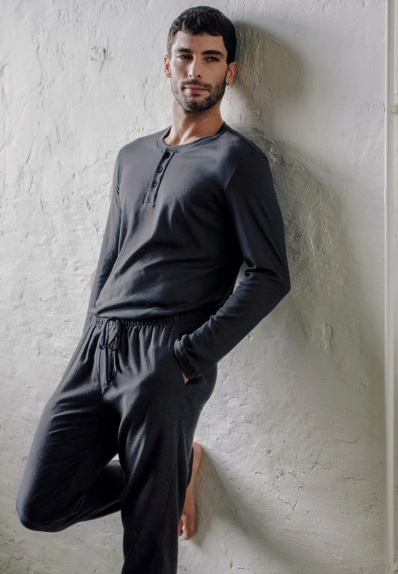 Cozy Comfort L/SLV Henley Shirt | stormy gray 075783-072139