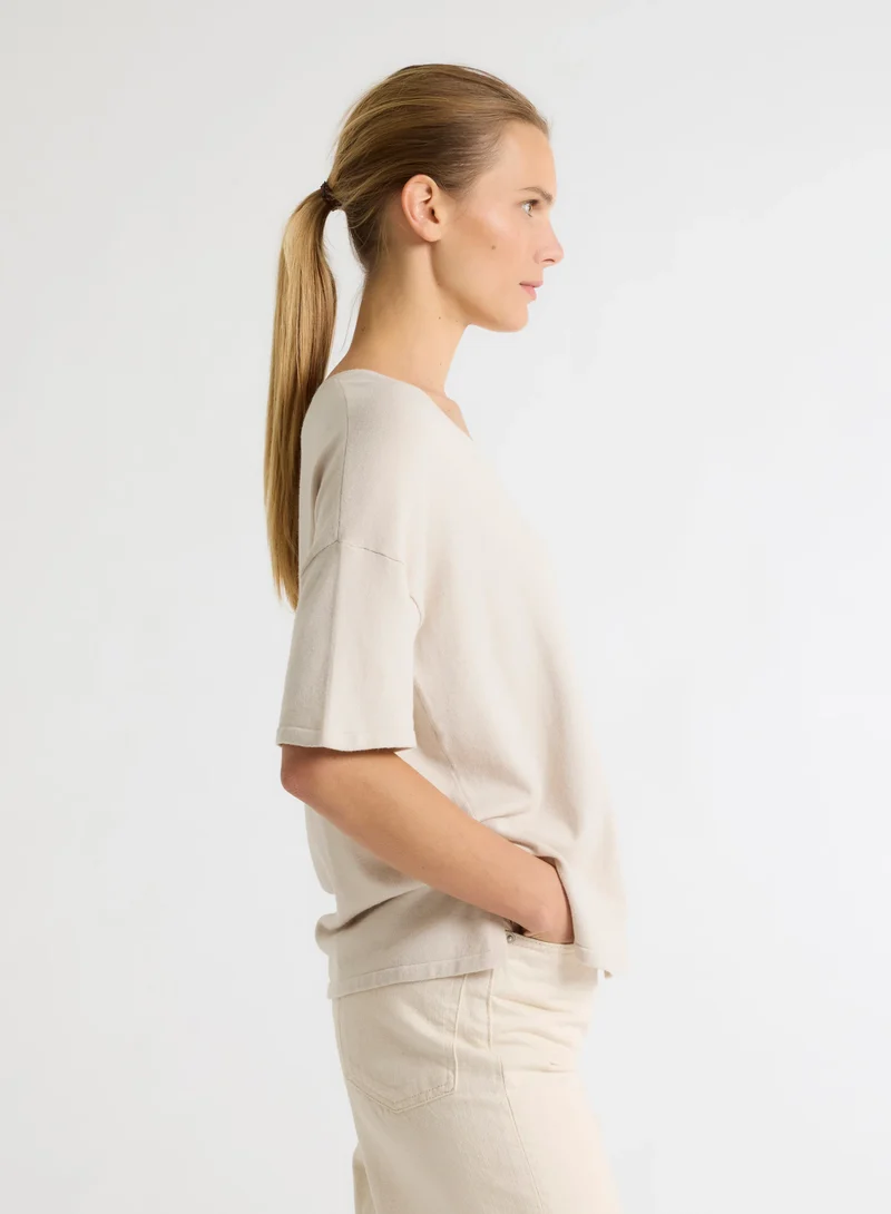 V Neck Knit Craie