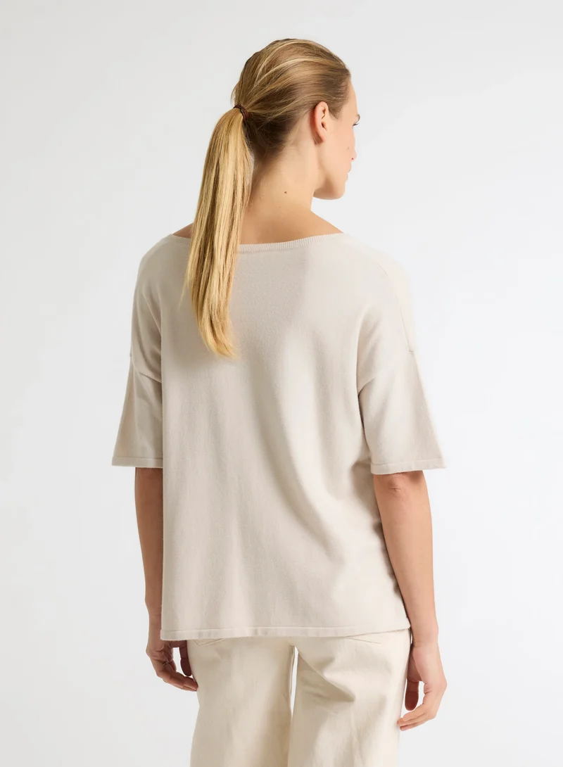 V Neck Knit Craie