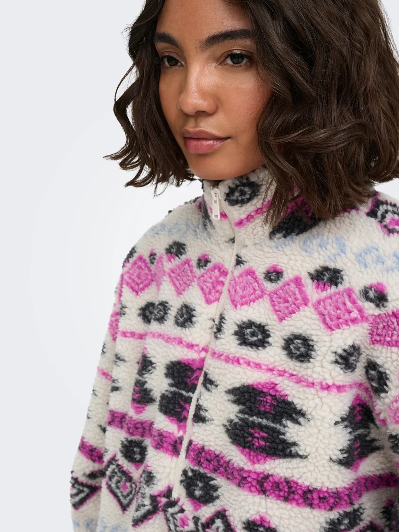 ONLJANNE AZTEC TEDDY L/S ZIP CC SWT