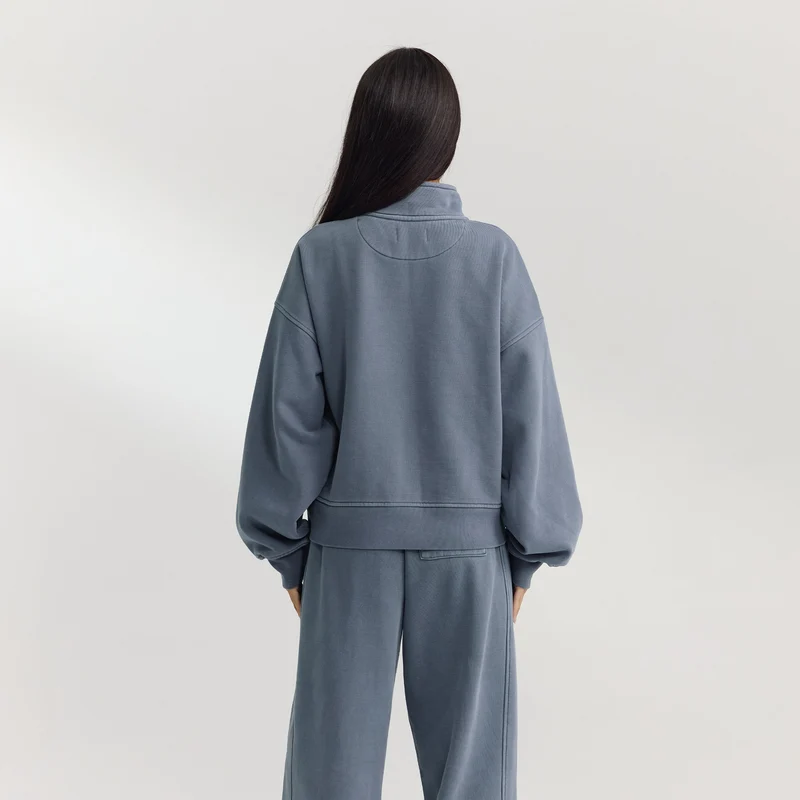 Quarter-Zip Jumper - Washed Blue