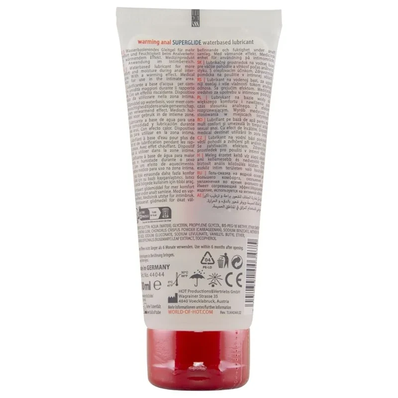 HOT - ANAL SUPERGLIDE WÄRMENDES FLÜSSIGES GENUSSGLEICHEN AUF WASSERBASIS 100 ML