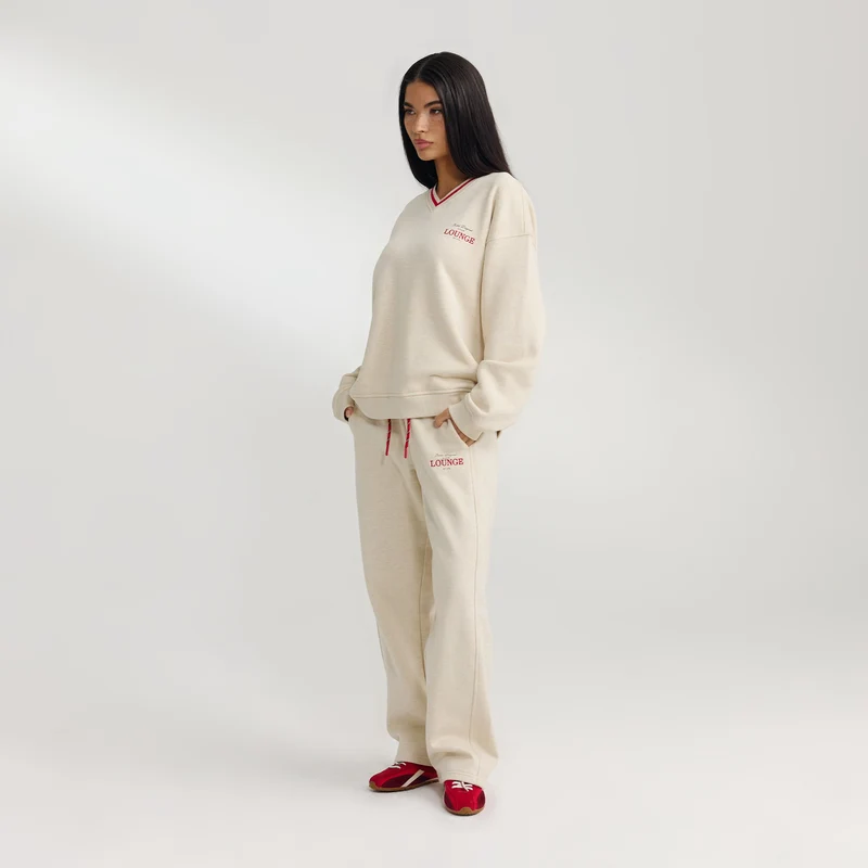 V-Neck Jumper - Oat Marl