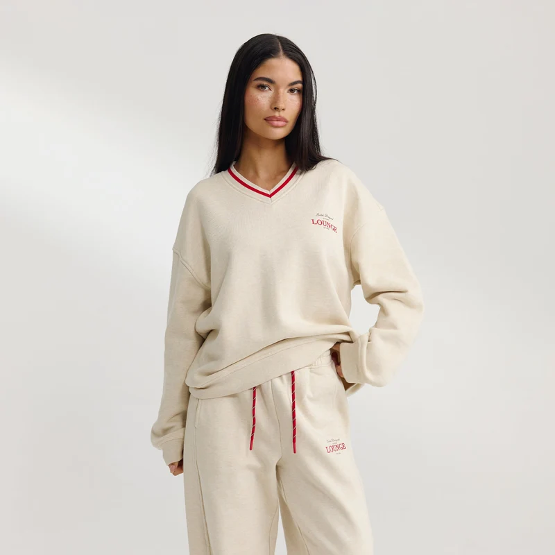 V-Neck Jumper - Oat Marl