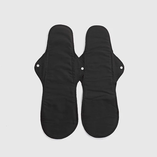 Imse Vimse Night Pad Plus / Wochenbetteinlagen (Stoffeinlagen) aus Bio-Baumwollflanell – 2 Stück – Schwarz