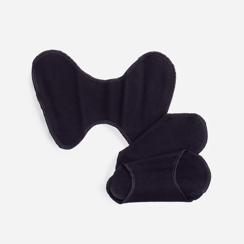 Imse Vimse G-String-Slipeinlagen ohne Knöpfe (Stoffeinlagen) aus Bio-Baumwollflanell – 3 Stück – Schwarz