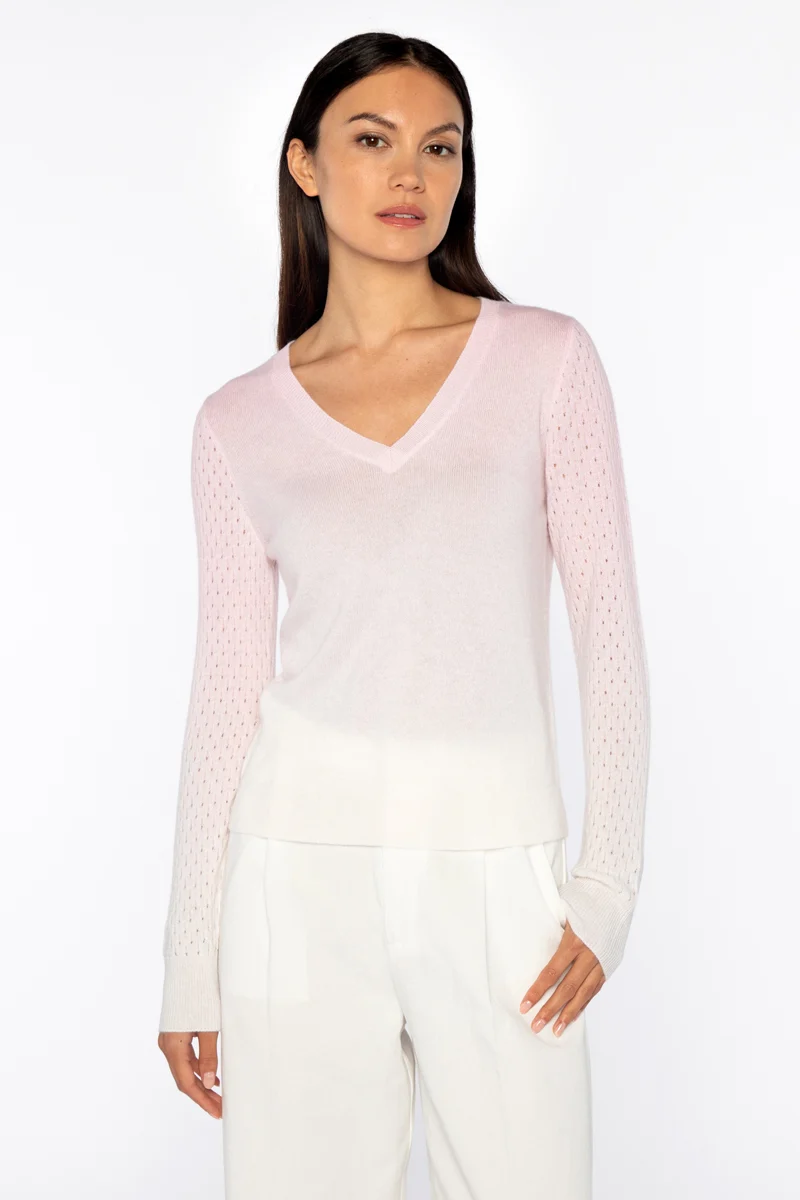 Ombre Pointelle Vee Blush