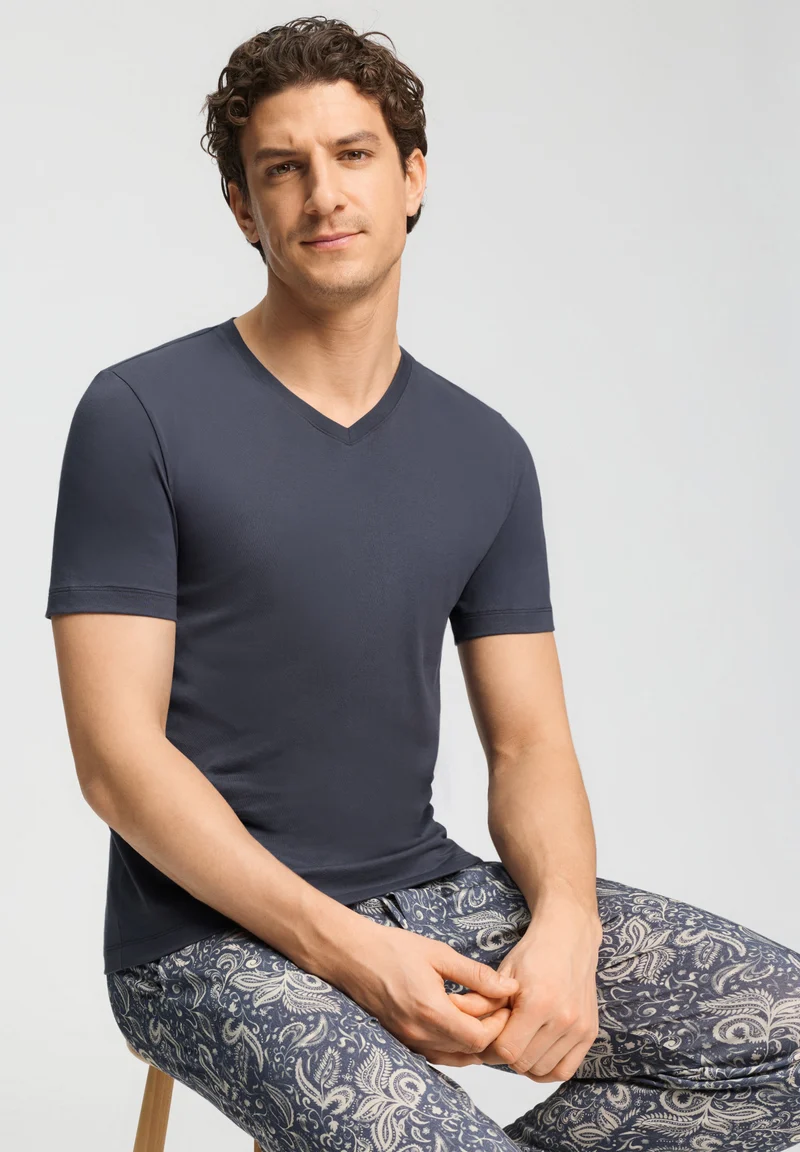 Living Shirts S/SLV Shirt V-Neck | stormy gray 075051-072139