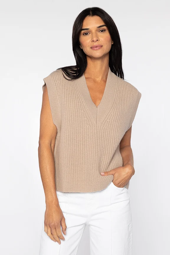 Sleeveless Rib Vest Driftwood